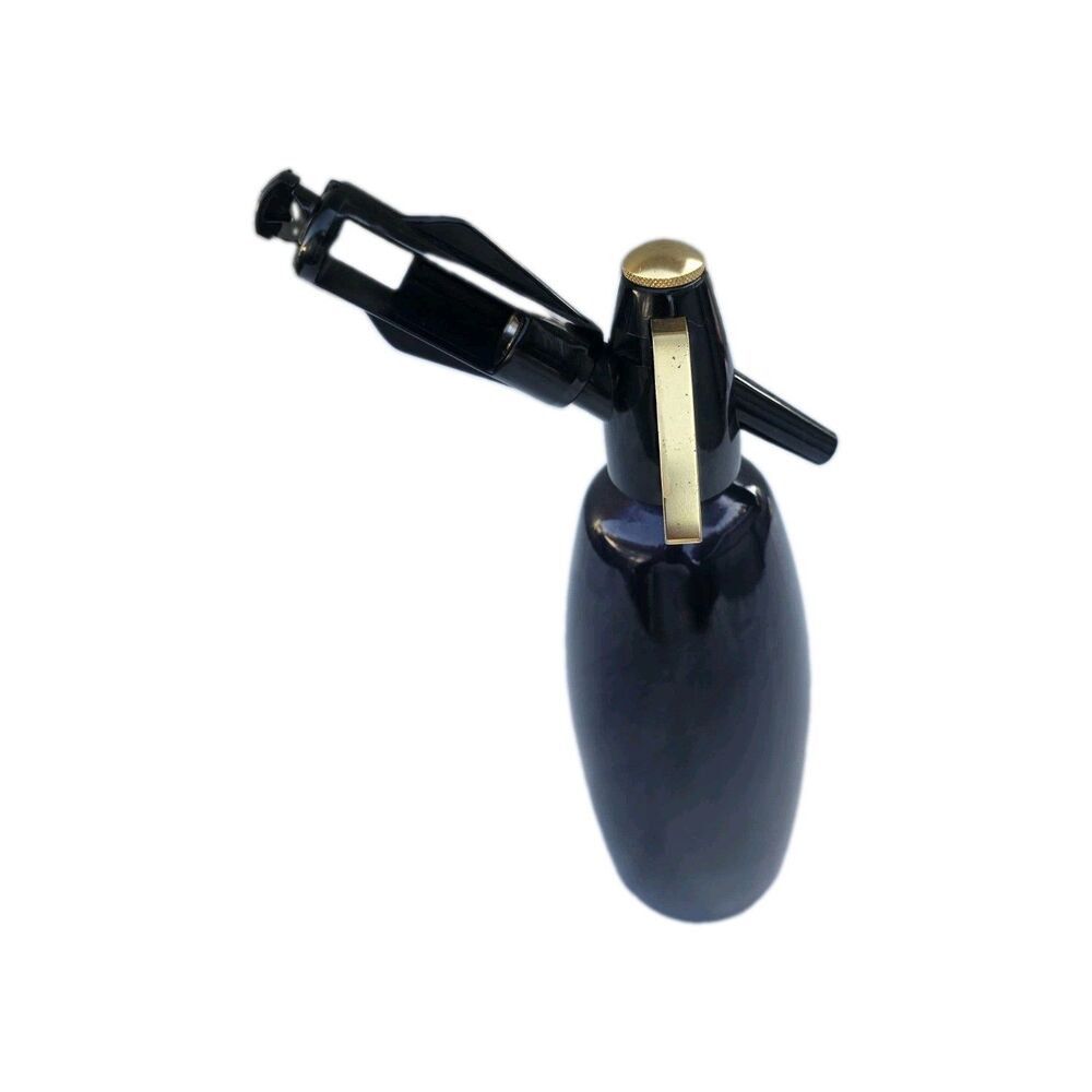 Vintage iSi Soda Siphon 1L Black Gold Tone Seltzer Bottle Austria Tested